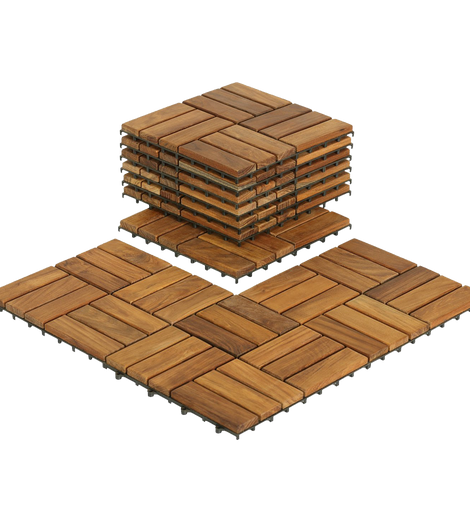 Bare Decor U Snap Interlocking Flooring Tiles in Solid Teak Wood