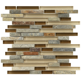 Sierra Piano Brixton 11 x 11 Inch Glass and Stone Mosaic Wall Tile
